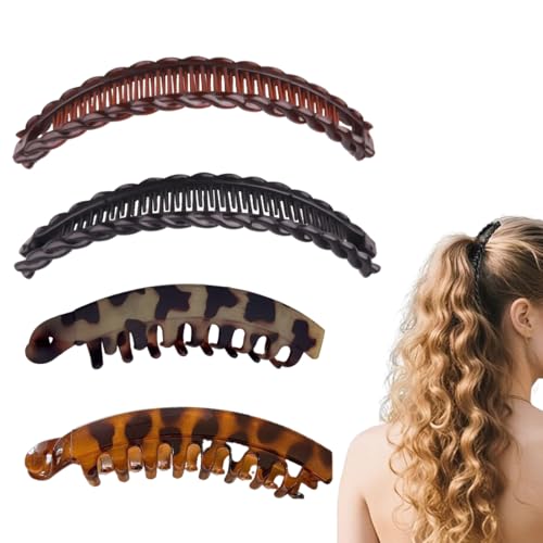 GNHG 4 Stück Banana Clip Pferdeschwanz Haarbananenspange Vintage Bananenspange für Dickes Haar Größen Haarspangen Damen Geschenke Damen von GNHG
