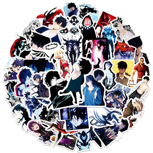 GNHG 50 Stück Solo Leveling Aufkleber,Solo Leveling Merch,Cartoon Niedliche Anime Aufkleber,Wasserdicht Vinyl Material,für Wasserflaschen Skateboard Scrapbook Koffer,für Jugendliche Kinder (Stil B) von GNHG