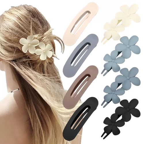 GNHG 8 Stück Haarspange Flach,Entenschnabel Haarspange,Kunststoff Rutschfester Haarspangen Damen Haar Mit Starkem Halt,Groß Haarklammern Haarstyling-Zubehör Für Damen Mädchen Dickes Und Dünnes Haar von GNHG