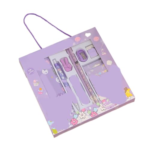 GNHG Anime Schreibwaren Set,Kuromi Schreibwaren Geschenkset für Mädchen,Radiergummi,Anspitzer,Ersatzminen,Lineal, Bleistift,Kinder Mitgebsel,Geschenk Set für Mädchen und Junge von GNHG