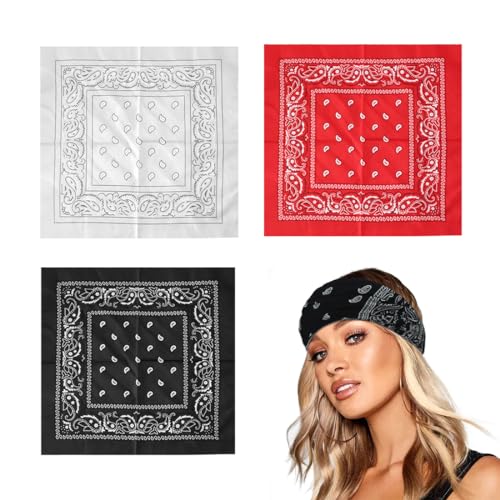 GNHG Bandana, 3er-Pack Bandana für Männer und Frauen, Fahrrad-Bandana, Taschentuch, Schal, Halsgeschenk, Mehrzweck-Bandana mit Stirnband von GNHG