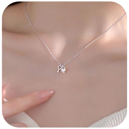 GNHG Halskette Damen Silber Wasserfest Silberkette Goldkette Damen Herz Münze Anhänger Schmuck Silber von GNHG
