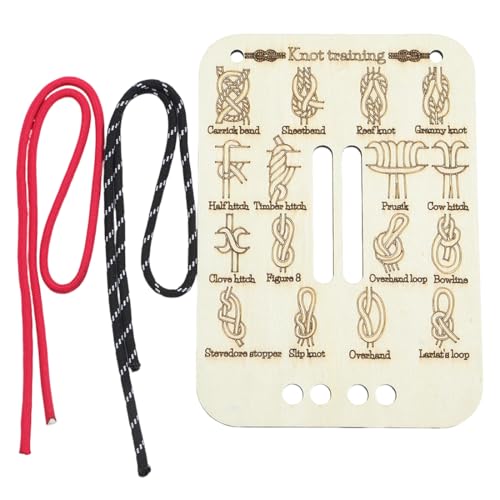 GNHG Knoten Lernbrett mit Seil Knoten Binden Übungsbrett Kit Knotentraining Outdoor Camping Wandern Survival Pfadfinder Kinder Erwachsene Trainingsbrett Bushcraft Hands-On Lernspiel von GNHG