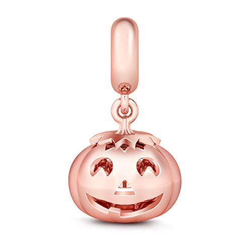 GNOCE 925 Sterling Silber Jack O Kürbis Laterne Charms Anhänger Roségold überzogene Kürbis Laterne Medaillon für Armband/Halskette Halloween Geschenk von GNOCE