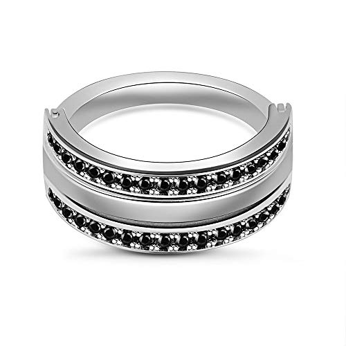 GNOCE 925 Sterling Silber Ringe mit CZs Mode Individualität Ringe Band für Verlobung Jubiläum Schmuck Geschenk für Frauen Männer 3 Möglichkeiten zu tragen von GNOCE