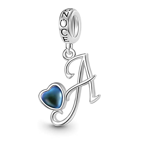 GNOCE Alphabet Charms für Armband Best Initial Letter Mood Anhänger Dangle Charm 925 Sterling Silber Charms für Frauen Muttertag Geschenk Fit Armbänder/Halskette (A) von GNOCE