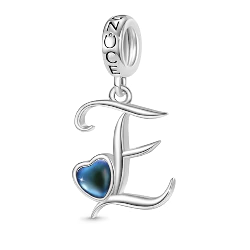 GNOCE Alphabet Charms für Armband Best Initial Letter Mood Anhänger Dangle Charm 925 Sterling Silber Charms für Frauen Muttertag Geschenk Fit Armbänder/Halskette (E) von GNOCE