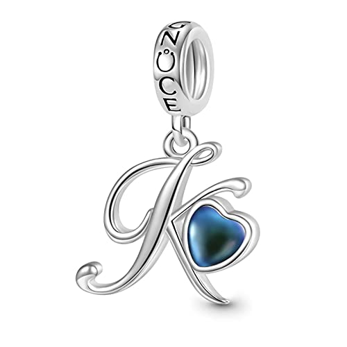 GNOCE Alphabet Charms für Armband Best Initial Letter Mood Anhänger Dangle Charm 925 Sterling Silber Charms für Frauen Muttertag Geschenk Fit Armbänder/Halskette (K) von GNOCE