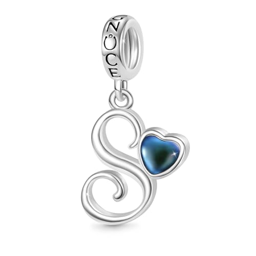 GNOCE Alphabet Charms für Armband Best Initial Letter Mood Anhänger Dangle Charm 925 Sterling Silber Charms für Frauen Muttertag Geschenk Fit Armbänder/Halskette (S) von GNOCE