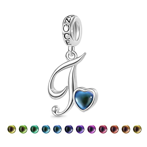 GNOCE Alphabet Charms für Armband Best Initial Letter Mood Anhänger Dangle Charm 925 Sterling Silber Charms für Frauen Muttertag Geschenk Fit Armbänder/Halskette (TT) von GNOCE