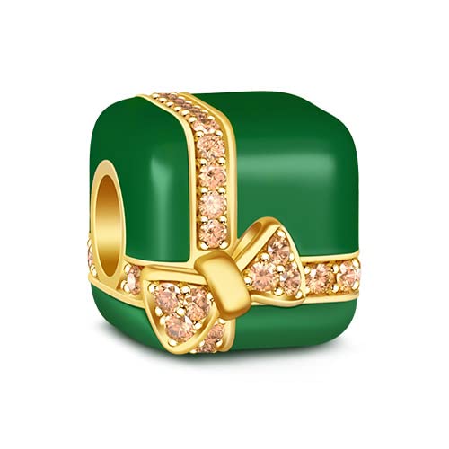 GNOCE Anhänger S925 Sterling Silber Weihnachten Kann die Geschenke Nicht Verlassen Box Charm Bead für Armband oder Halskette Weihnachts Schmuck Geschenk Damen von GNOCE