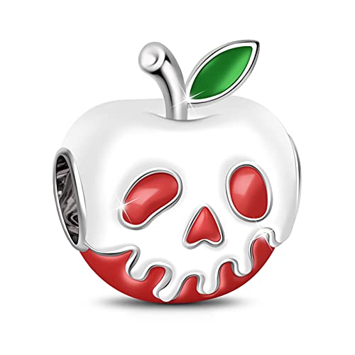 GNOCE Roter Apfel mit hellgrüner Charm Anhänger 925 Sterling Silber Weihnachten Halloween Geschenk Bead Charms Schmuck für alle Armbänder Halsketten von GNOCE