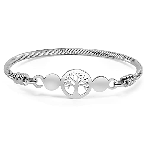 GNOCE Armband Lebensbaum versilbert Baum des Lebens Schmuck Freundschaft Geschenk mit Geschenkbox Damen Armband Edelstahl Blumen (Silber) (Silber) von GNOCE