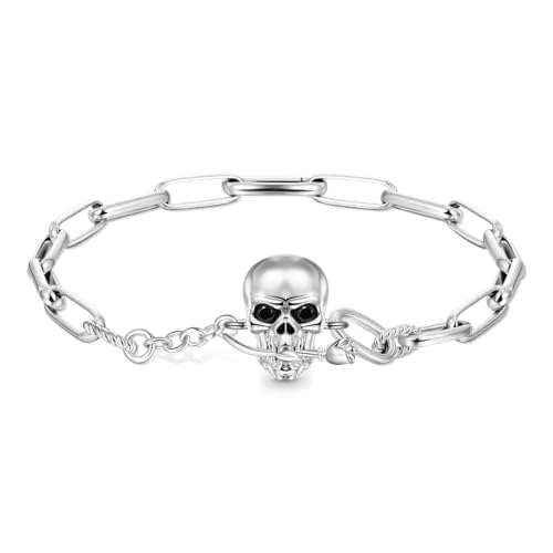 GNOCE Armband Totenkopf Element Kette Armband 925 Sterling Silber Schmuck Geschenk für Frauen Tochter Fit Alle Charms Anhänger (17) von GNOCE