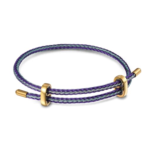 GNOCE Armband Verstellbares blau-violettes Basic Armband mit 2 Stoppern Metall-Basic-Charm-Armband zum Selbermachen Bolo Schmuck Geschenk Für Damen und Herren (blau-violettes) von GNOCE