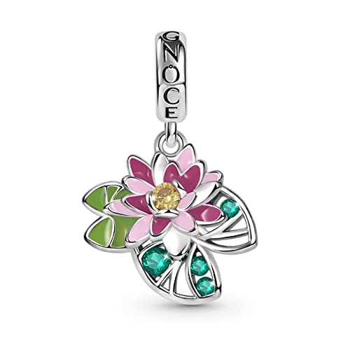 GNOCE Blume/Pflanze Anhänger Charms 925 Sterling Silber Baumeln Kolibri Charm Bead Fit Armband/Halskette für Frauen Mädchen Tochter (Lilie) von GNOCE