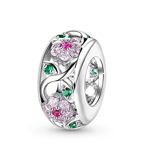 GNOCE Blume Charms S925 Sterling Silber Perle mit Edelsteinen Schmuck Geschenk für Frauen Mädchen Tochter Fit Armbänder/Halskette (Bunt) von GNOCE