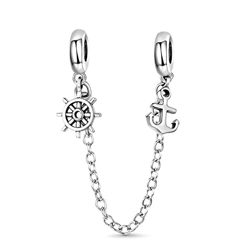 GNOCE Blume Sicherheitskette 925 Sterling Silber mit Edelsteinen Schmuck Geschenk für Frauen Mädchen Tochter Fit Schlangenkette Armbänder/Halskette (Ruder und Anker) von GNOCE