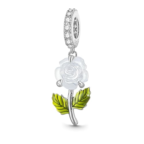 GNOCE Blumen Anhänger 925er Sterlingsilber Mohnblume Schlangenketten Armbänder/Halsketten Schmuck Geschenk für Frauen Mädchen (Rose) von GNOCE