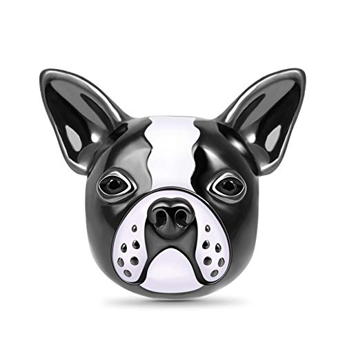 GNOCE Bulldog Charm Perle Sterling Silber Weiß und Schwarz Emaillierte Tier Charm für Armband/Halskette Hündchen Charm für Frauen Mädchen GNOCE Bulldog Charm Perle Sterling Silber Weiß und Schwarz Emaillierte Tier Charm für Armband/Halskette Hündchen Charm für Frauen Mädchen von GNOCE