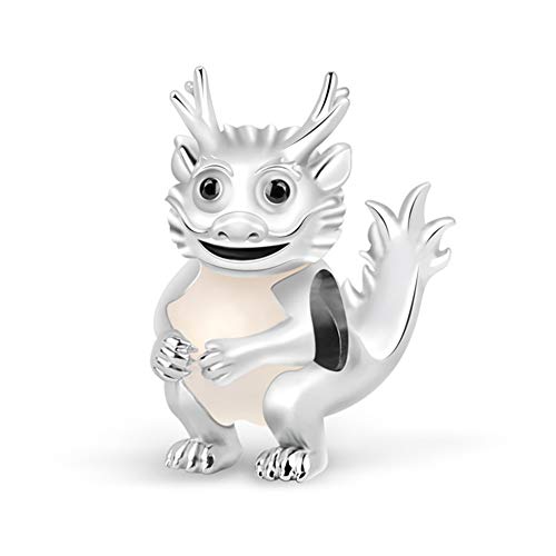 GNOCE Cartoon Drache Charm Perle 925 Sterling Silber zuverlässig ehrlich mutig und sebstbewusst Tierkreiszeichen Charm Anhänger Bestes Geburtstagsgeschenk für Sie von GNOCE