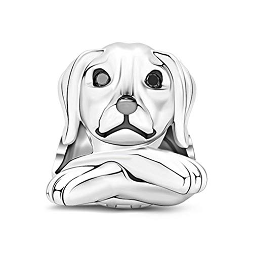 GNOCE Charm-Anhänger "Gehorsamer Hund", 925er Sterlingsilber, Tier-Anhänger für Armbänder und Halsketten, Schmuck, Geschenk für Haustierliebhaber, Silber von GNOCE