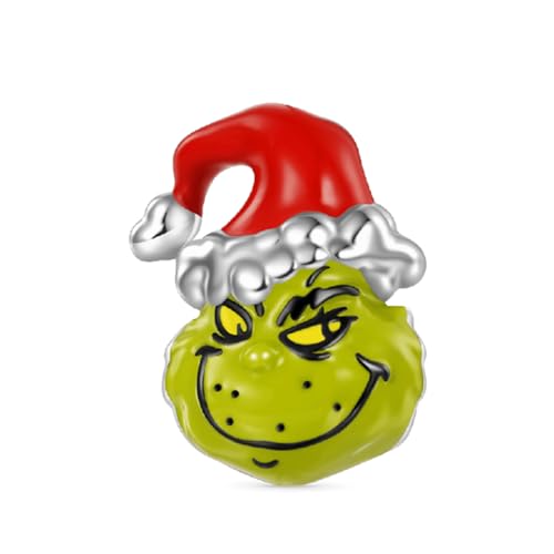 GNOCE Charm Anhänger Grinch Weihnachtskugel Anhänger Charm925 Sterlingsilber Beads Charms für Frauen und Mädchen Schmuckgeschenk (Grinch Kopf) von GNOCE
