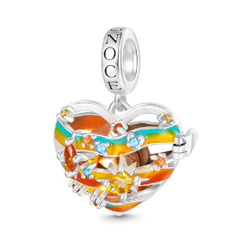 GNOCE Charm Anhänger Herz Sonnensystem Kabelloser LED Leuchtender Saturn Anhänger 925 Sterling Silber Geschenk für Mädchen Kinder Fit Alle Armband/Halskette (Jupiter) von GNOCE