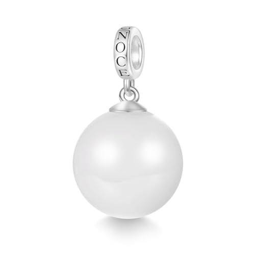 GNOCE Charm Anhänger Mehrfarbiger Ätherische Öle Parfüm Kugel Diffusor Anhänger 925 Sterling Silber Bead Charms für Armband Schmuck Geschenk für Frau Fit Armbänder/Halskette (Milchweiß) von GNOCE