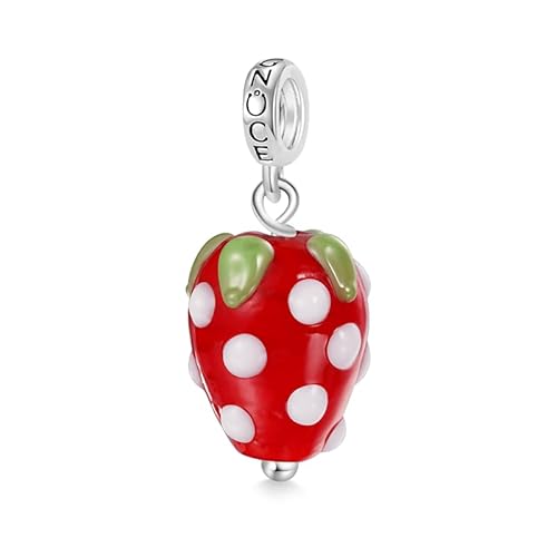 GNOCE Charm Anhänger Obst Anhänger 925 Sterling Silber Bead Charms für Armband Schmuck Geschenk für Frau Fit Armbänder/Halskette (Erdbeer) von GNOCE