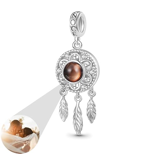 GNOCE Charm Anhänger Projektion Personalisierter Foto Anhänger Herz Bead für Charm Armband Schmuck Geschenk für Damen Herren (Traumfänger) von GNOCE