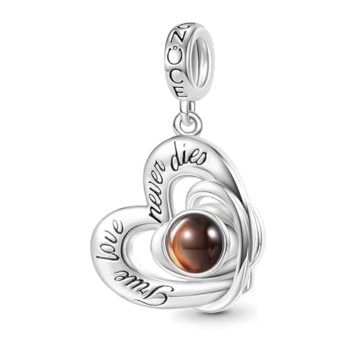 GNOCE Charm Anhänger Projektion Personalisierter Foto Anhänger Herz Bead für Charm Armband Schmuck Geschenk für Damen Herren (love u) von GNOCE