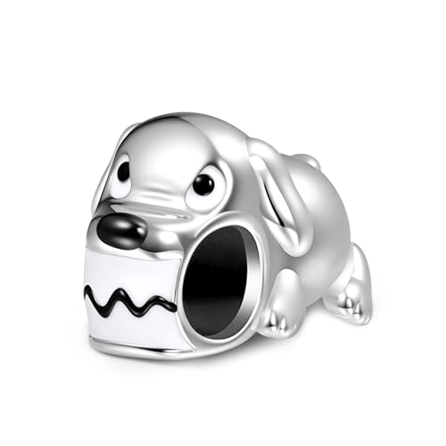 GNOCE Charm Perle Fetter Golden Retriever Welpe Charm 925 Sterling Silber Anhänger Charms Fit Armband/Halskette Schmuck Geschenk für Frauen Fans (Hai-Hund) von GNOCE