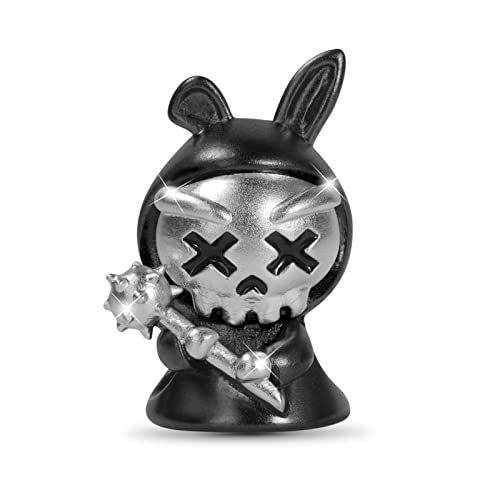 GNOCE Charm Perle Gewalttätiges Kaninchen Charm aus 925 Sterling Silber zweifarbig Fit Armband/Halskette für Frauen Mädchen Tochter von GNOCE