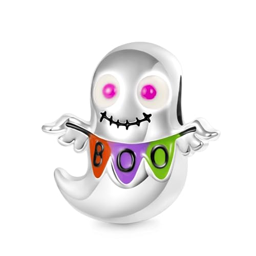 GNOCE Charm Perle Halloween Geist umarmt schwarzen Stern Anhänger 925 Sterling Silber Charm Fit Alle großen Marken von Armband/Halskette (Boo Geist) von GNOCE