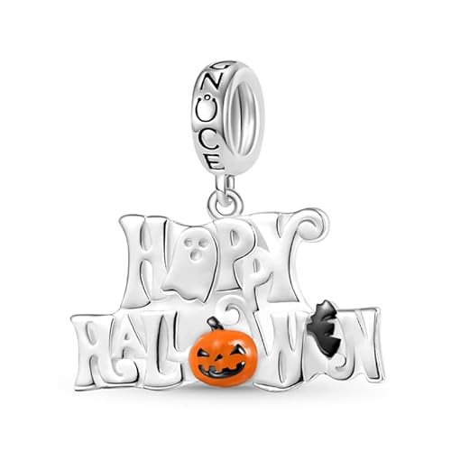 GNOCE Charm Perle Halloween Punktmuster Kürbis Charm 925 Sterling Silber Dangle Charms für Armband/Halskette Schmuck Geschenk für Frauen Mädchen (Halloween) von GNOCE