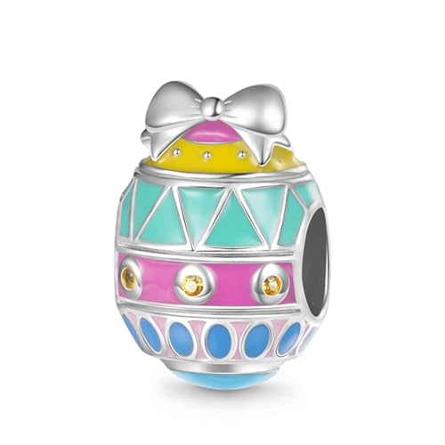 GNOCE Multicolored Osterei Charm 925 Sterling Silber Charm Bead mit Zirkonia Fit Armband/Halskette Ostergeschenk für Mädchen/Kinder von GNOCE