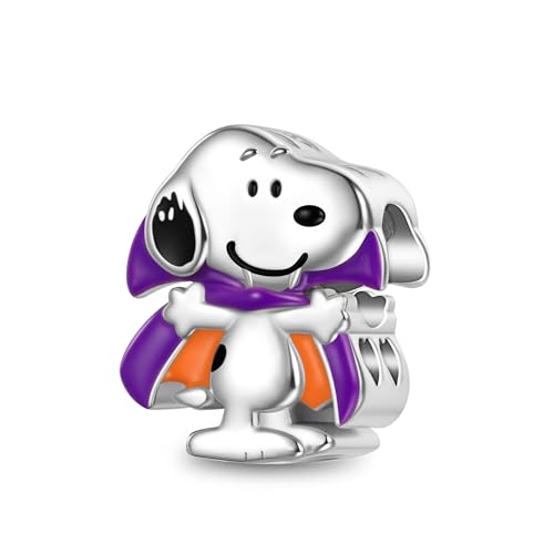 GNOCE Charm Perle Peanuts Halloween Snoopy Charm 925 Sterling Silber Anhänger Charms Fit Armband/Halskette Schmuck Geschenk für Frauen Fans (Halloween) von GNOCE
