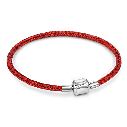GNOCE Charm Perle Rotes Basic Armband mit 2 Stück Stopper Charm-Armband für Teenager-Mädchen Frauen Schmuck Valentinstag Muttertagsgeschenk (18, Rot) von GNOCE