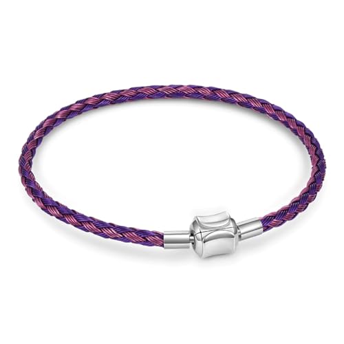 GNOCE Charm Perle Rotes Basic Armband mit 2 Stück Stopper Charm-Armband für Teenager-Mädchen Frauen Schmuck Valentinstag Muttertagsgeschenk (21, Pink Lila) von GNOCE