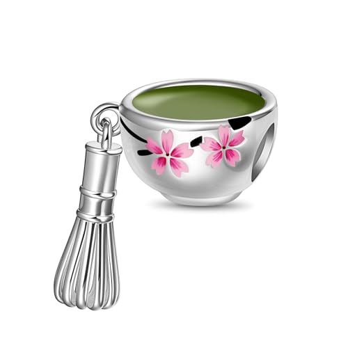 GNOCE Charm Perle Teezeremonie Werkzeuge - Matcha Schneebesen Charm 925 Sterlingsilber Beads Charms für Frauen und Mädchen Schmuckgeschenk von GNOCE
