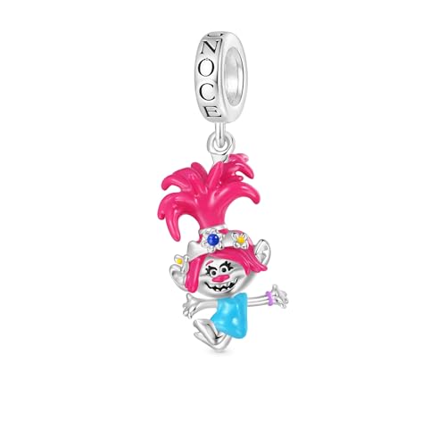 GNOCE Charm Perle Trolls König Gristle & Königin Nettles Doppelseitiger Bead 925 Sterling Silber mit Zirkonia Fit Armband/Halskette Geschenk für Mädchen/Kinder (Tanzender Poppy) von GNOCE