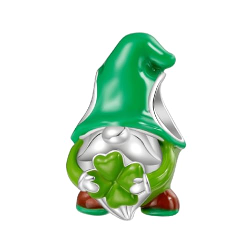 GNOCE Charm Perle Vierblättriges Glückskleeblatt Zwerg Charm 925 Sterling Silber Charm Perle Bead mit Zirkonia Fit Armband/Halskette Ostergeschenk für Mädchen/Kinder (Glückskleeblatt) von GNOCE