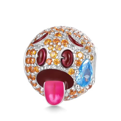 GNOCE Charm Perle emoji Herz in Flammen Charm 925 Sterling Silber Geschenk für Mädchen Kinder Fit Alle Armband/Halskette von GNOCE