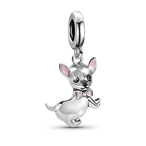 GNOCE Chihuahua Anhänger Charm Sterling Silber baumeln Charm Fit Armband/Halskette Geschenk für Frauen Mädchen Tochter von GNOCE