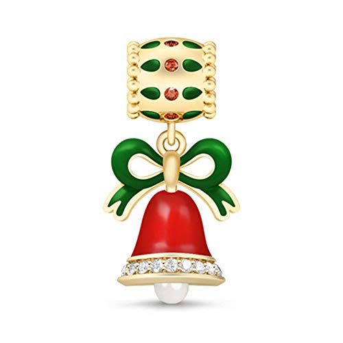 GNOCE Christmas Rot Jingle Bell Anhänger S925 Sterling Silber Charm Bead für Armband Oder Halskette Weihnachts Schmuck Geschenk von GNOCE