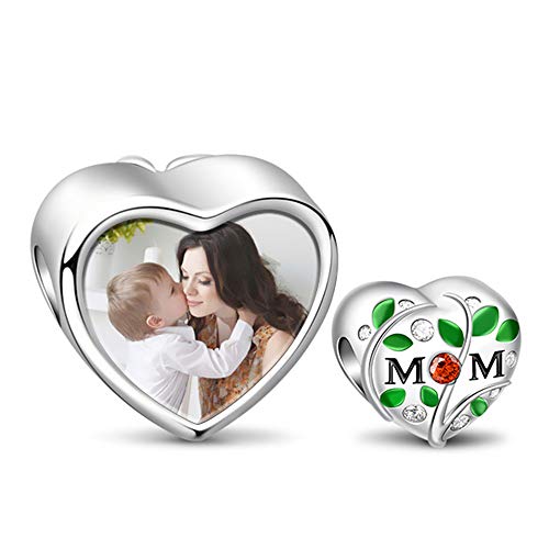GNOCE Custom Photo Mom Charms Perle Sterling Silber Stammbaum der bunten Steine Personalisierte Bild Beads Charm Graviert mit Mom Fit Armband Halskette für Mutter Geschenk GNOCE Custom Photo Mom Charms Perle Sterling Silber Stammbaum der bunten Steine Personalisierte Bild Beads Charm Graviert mit Mom Fit Armband Halskette für Mutter Geschenk von GNOCE