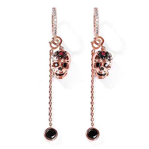 GNOCE Damen 925er Sterling Silber 18K Rose Gold überzogene Ohrringe Schädel mit Spinnen Perlen Ewigkeit des Lebens- Modeschmuck Geschenk für Frau Mädchen Schwester von GNOCE