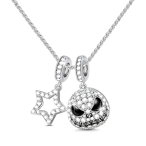 Gnoce Damen-Kette mit Jack Schädel und Stern Anhänger 925 Sterlingsilber Halsketten Geschenke Bijouterie für Damen verstellbarer Kette von GNOCE