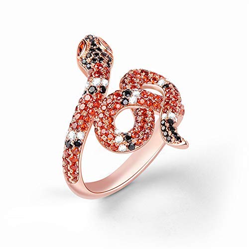 GNOCE Damen Schlange Ring aus Sterling Silber Kraft und Wiedergeburt 18K Roségold Ring mit CZ-Steinen überzogen Modeschmuck Zubehör für Frauen Mädchen (Rosegold, 54 (17.2)) von GNOCE